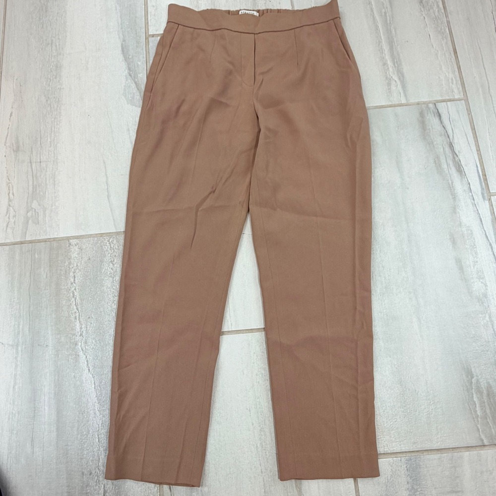 Babaton Aritzia Cohen Pants Brown Tapered Elastic Back Trousers Size 6 60247